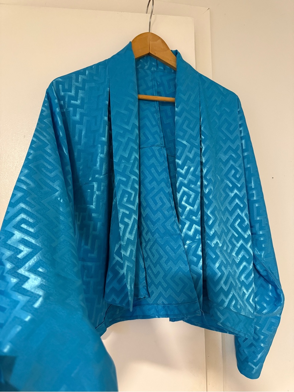 Blue Satin Open-Front Women's Jacket